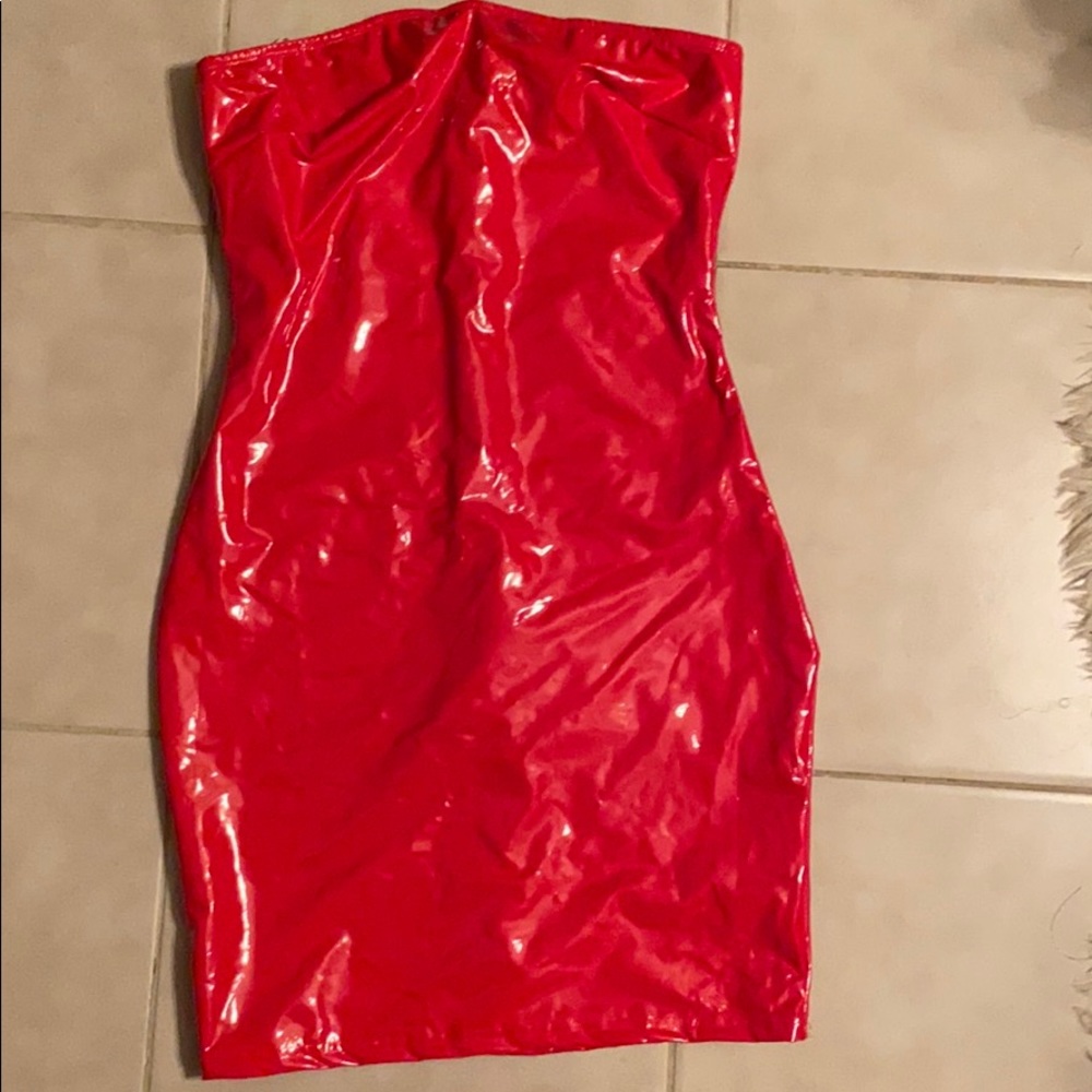 Red Latex Tube Dress